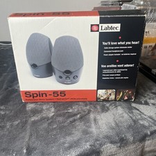 Labtec Spin-55 Multi-purpose Stereo Speaker Pair Black Tested Sounds Great picture