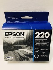 BRAND NEW Epson 220 T220120-D2 Black Ink Cartridge - (2) X 2 Pack Total 4 Inks picture