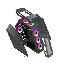 PC gaming case mATX  Tower PC Gaming Case Open Computer x3 BLACK, 6 new rgb fans picture