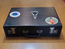 Vintage Hard Shell Brief Case Attaché With Aerospace Aircraft Decals No Keys picture