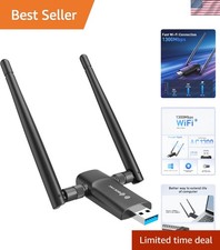 Compact USB WiFi Adapter 1300Mbps - High Gain Dual Antennas for Robust Signals picture
