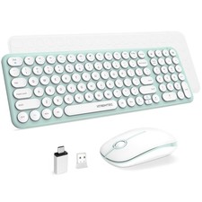 Wireless Keyboard and Mouse Combo, XTREMTEC Cute Kawaii Green Aesthetic Quiet... picture