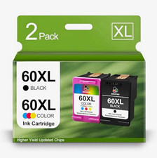 60XL Ink Cartridges Black and Color Combo Pack Replacement for HP 60 60xl picture
