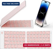 Ultra Slim Foldable Bluetooth Keyboard for Phone Tablet PC, Pink picture