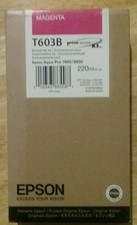 02-2018 NEW GENUINE EPSON T603B MAGENTA 220ml INK STYLUS 7800 9800 T603B00 picture
