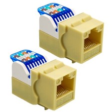 2x RJ45 Cat5E Keystone Jack Tool Less Snap-in Network LAN Ethernet 8P8C Ivory picture