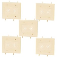 5x 2-Gang Low Volt Pass Through Cable Wall Plate with Flexible Opening Ivory picture