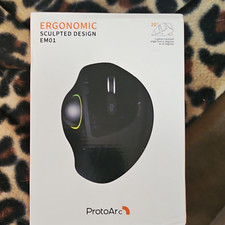 ProtoArc EM01 Wireless Ergonomic Trackball Mouse Optical 2000 DPI 6-Button Black picture