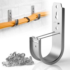 50 PCS Wall Mount J Hook Retainer Clip Galvanized Steel Cable Wire 2 Inch picture