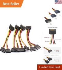 Reliable 4-Pack 8-Inch SATA Male to Dual Female Power Splitters - Braided Design picture
