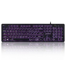 Wired Backlit USB Keyboard - Big Print Letters, Tri-Color LED, Round Keycaps,... picture