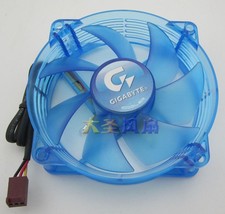 For GIGABYTE 8CM Blue LED Ball Round Frame CPU Fan 3-Wire F128025DL picture
