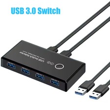 2‑In‑4‑Out USB 3.0 KVM Switch for 2 PCs Sharing 4 USB Peripherals Desktop Laptop picture
