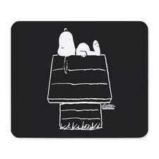 CafePress Snoopy On House Black And White Mousepad  (186716620) picture