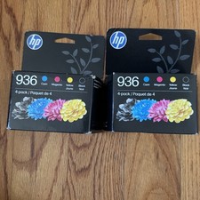 HP 936 4-PACK BLACK/CYAN/MAGENTA/YELLOW INK CARTRIDGE. EXP 27/28- Lot Of 2 picture