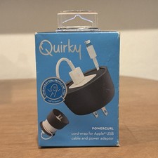 BNIB ~ Quirky POWERCURL for Apple USB Cable & Power Adaptor ~ Black  picture