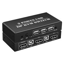 2 Port Displayport 2X1 Dp Kvm Switcher Switch Dp 1.2 4K@60Hz Supports Usb 2.0 picture