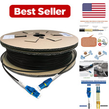 Optical Fiber Patch Cable 100m(330ft) Black 1 Pack Armored Uniboot LC to LC picture