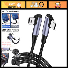 USB C to Mini USB Cable Right Angle 5-Pin Type-C Cord | Braided Data Sync & Char picture