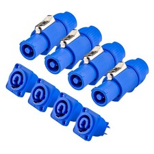 Powercon Connectors, 4 sets of standard-sized connectors, 4 Set Blue picture