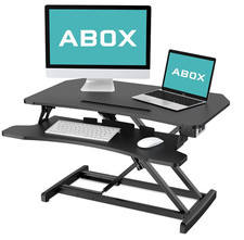 ABOX GSD63HE Electric Powered Standing Desk Converter Monitor Stands - Black picture