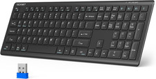 TECKNET Bluetooth Keyboard Rechargeable, 4-Device (2.4G+BT) Wireless Keyboard, F picture