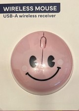Vivitar Wireless Mouse Pink Bullseye Smile Design USB PC Laptop Mac picture