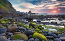 Landscape nature stones sunset clouds Custom Gaming Mat Desk picture
