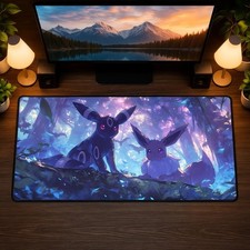 Shiny Umbreon and Eevee Mouse Pad, Pokemon Mousepad, Cute Anime Desk Accessories picture