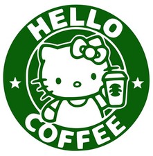 Hello Kitty, Starbucks, Coffee ,Vinyl Decal,Sticker for Cars ,Laptops and more picture