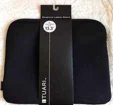 New Neoprene Netbook Sleeve by Tuari, Fits Most Up To 13.3”, Black, Zippered picture
