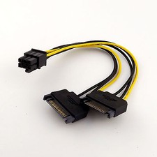 1pcs Dual SATA 15 Pin Male to PCI-E 6 Pin Female Video Card Power Adapter Cable picture