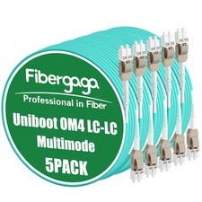 5 Pack Uniboot OM4 LC to LC Fiber Patch Cable Duplex 10GB 50/125m 0.5M 1.6ft picture