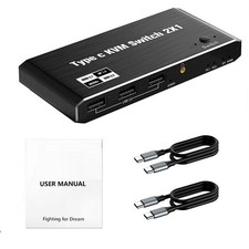2x1 8K USB C KVM Switch 3.5mm 100W PD Charge Type C KVM Switch Share Accessories picture