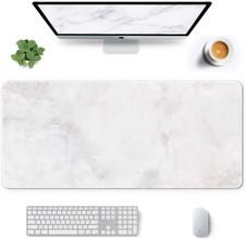 Auhoahsil Large Mouse Pad, XXL - Extended size 35.6”x15.8”, Gray White Marble picture