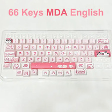 Cute Kawaii Pink Cat Theme Keycaps PBT MX Switches For Gaming picture