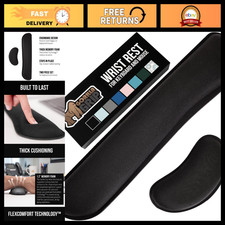 Memory Foam Wrist Rest for Computer Keyboard - 2 Piece Set, Ergonomic Black Supp picture