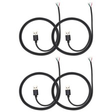 4Pcs 0.5m/1.64Ft USB Pigtail Cable, 5V 2.4A USB A to 4 Pin Bare Wires, Black picture