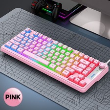 Compact Wired Gaming Keyboard RGB Backlit 81 Keys with Volume Control Knob picture