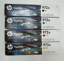 HP 972A Ink Cartridges Black Cyan Magenta Yellow Genuine PageWide CMYK 4 Pack picture