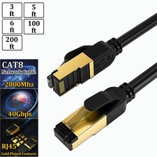 Cat 8 RJ45 Ethernet Cable Super Speed 40Gbps Patch LAN Network Gold Plated Lot picture