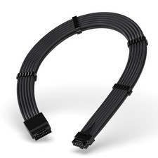 16pin 12+4 12VHPWR PCIe 5.0 GPU Power Sleeved Cable Extension, Male to Female... picture