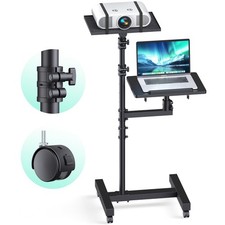 Projector Stand Tripod: 2 Shelves Mobile Laptop Cart Adjustable Height Black picture
