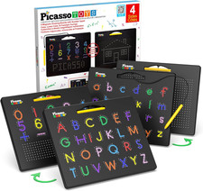 PicassoTiles 4-in-1 Magnetic Drawing Board for Kids 3+, 12x10 Inch Tablet Pad, N picture