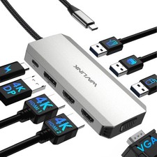WAVLINK Laptop Docking Station, Quad Monitors, Dual HDMI, DisplayPort, VGA picture