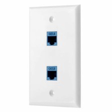 Ethernet Wall Plate CAT6 2-Port Single Gang Keystone Network Female to Female picture
