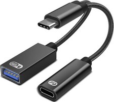 USB C to USB OTG Adapter, 2 in 1 USB C Splitter with PD 60W Charging Port and US picture