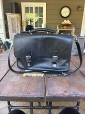 COACH ‘Thompson’ Black Leather Briefcase Messenger 6455 Vintage Very Clean picture
