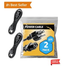 Approved 6ft Universal Power Cord 2 Pack - IEC C13 to NEMA 5-15P Computer Mon... picture