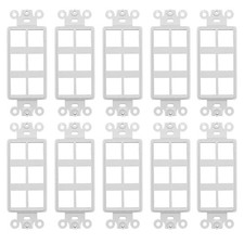 10 Pack 6-Port Decorator Keystone Insert Wall Plate Adapter White Faceplate picture